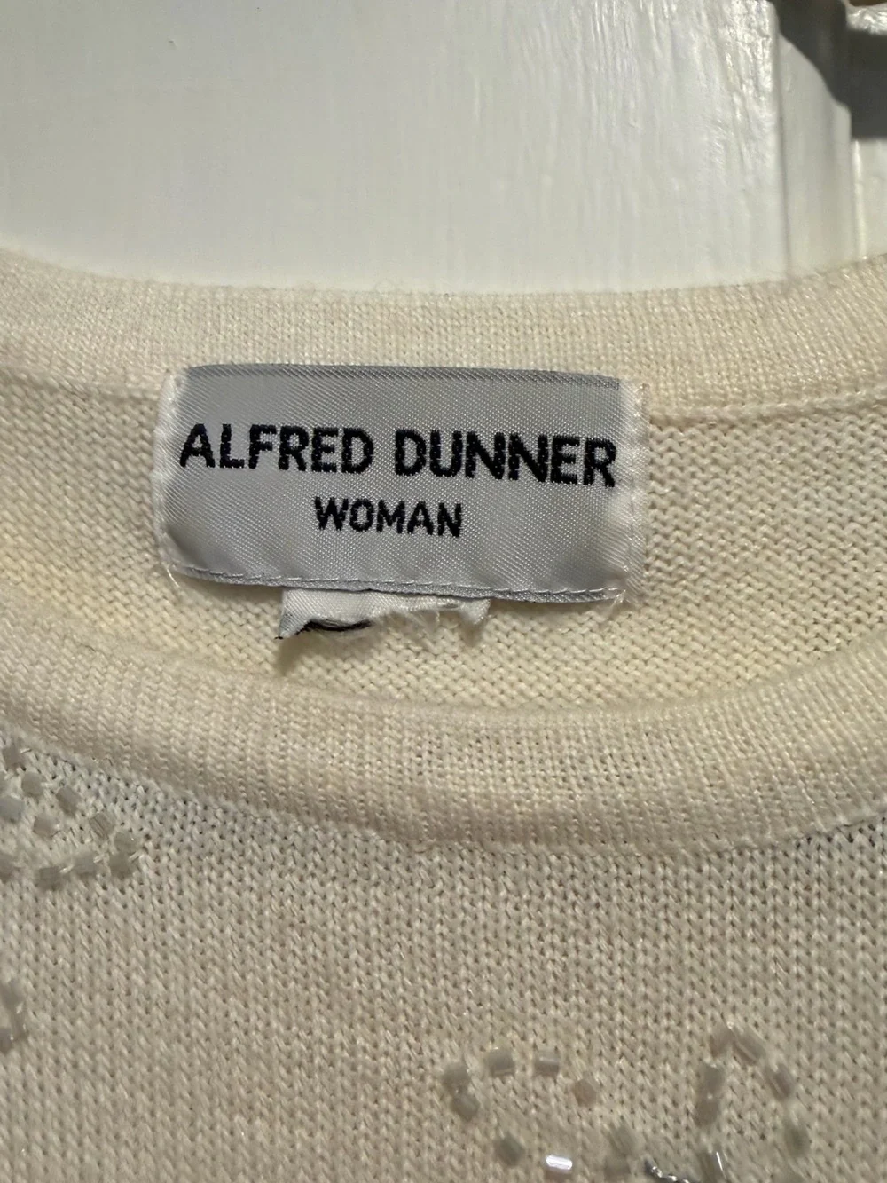 Alfred Dunner Cream Floral Embroidered Long-Sleeve sweater